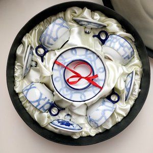 NEW Bombay 12-pc Porcelain China Teacup, Saucer & Lid Tea Set